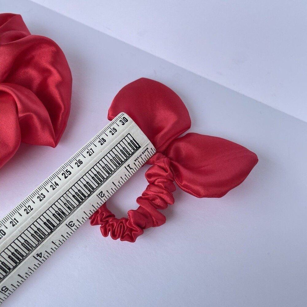 2 New Satin Scrunchie Hair Tie Red - Picture 12 of 12